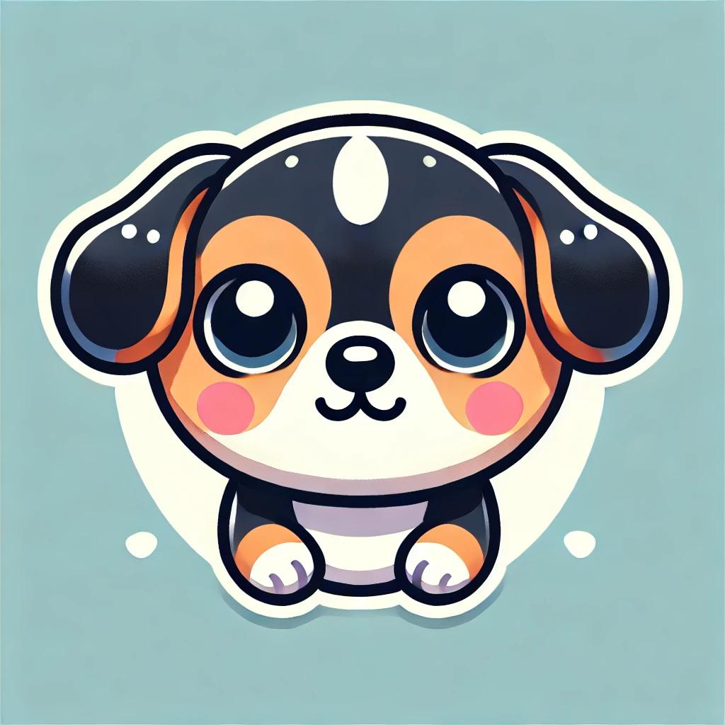 A Cute Round Shaped Dog Illustration Featuring A C